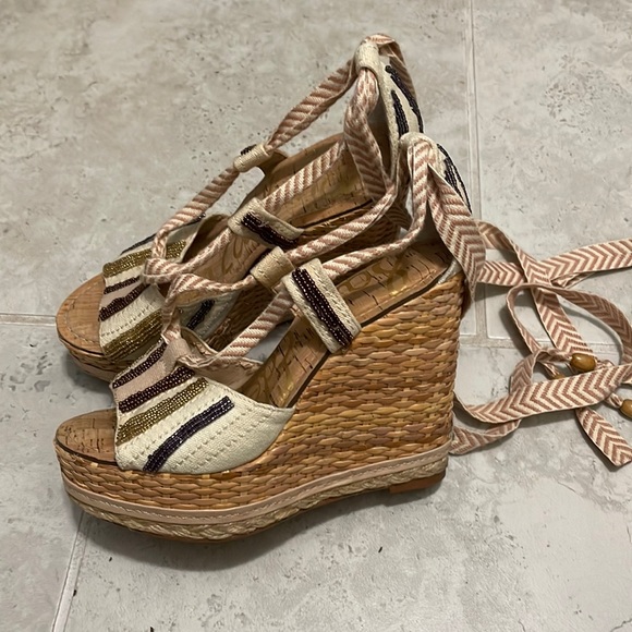 Sam Edelman Shoes - Sam Edelman beaded wedges size 6